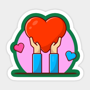 Hands With Love Cartoon Vector Icon Illustration Sticker